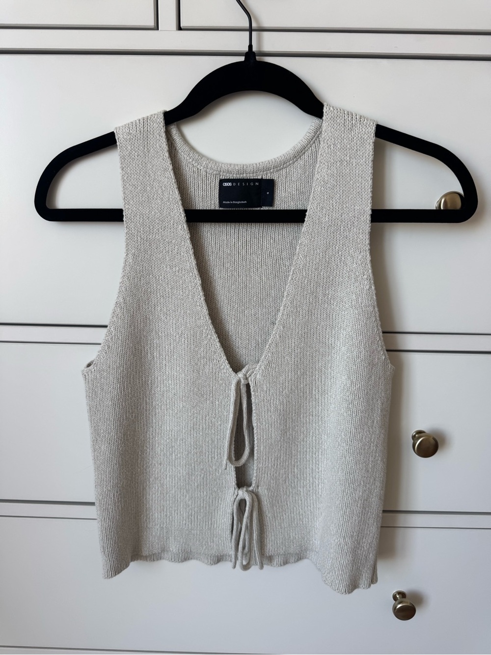 ASOS Cream Knit Tie-Front Tank